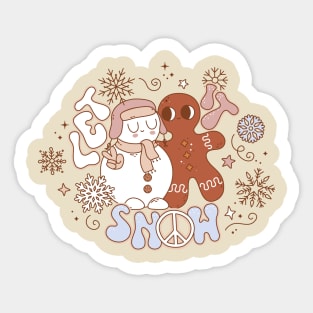 Let It Snow Gingerbread Snow Man Sticker